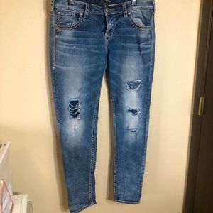 Silver Boyfriend Distressed Jeans W32/L29